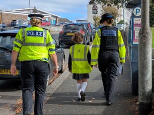 Schoolchildren join police for road safety