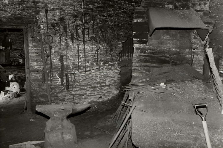 View of Stokenham forge with equipment on wall