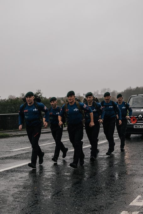 Bootneck Yomp 25 team running from John O'Groats to Lands End.