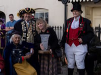 Town Crier Les Ellis and wife Liz  attend Hatherleigh 