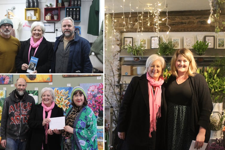 Caroline Voaden visits South Devon Small Business winners. (Top: The Cove Discovery Project. Bottom: A Kick up the Arts. Right: Dutch Quality Flowers)