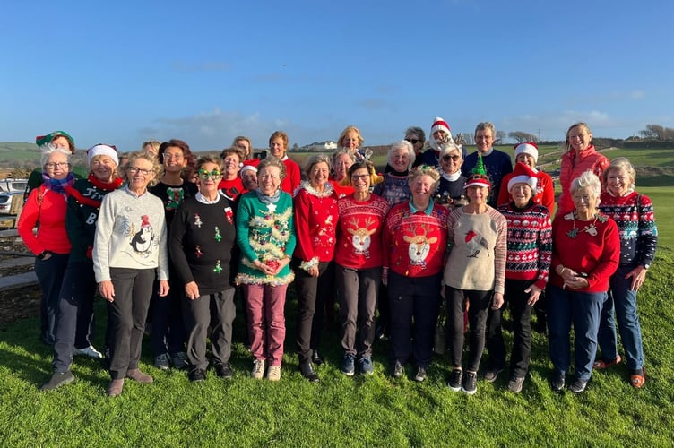 Thurlestone ladies after the Turkey Trot competition in their Christmas jumpers