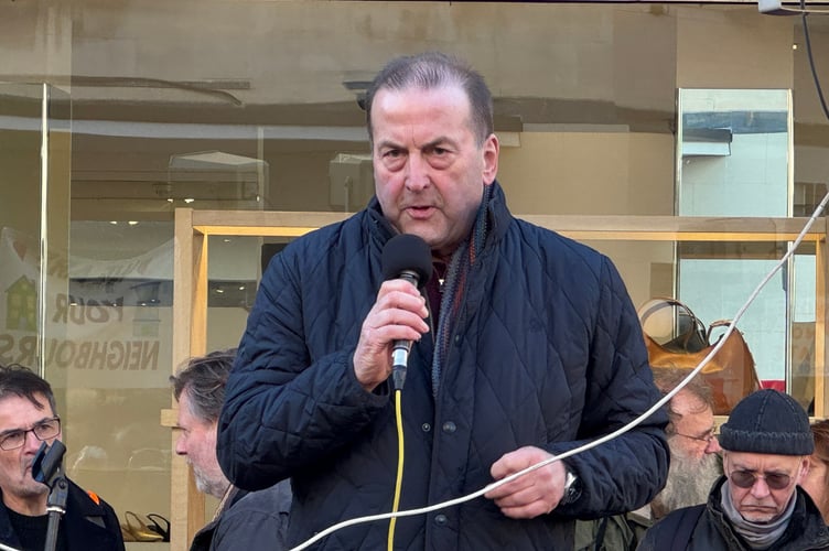 Exeter City Council Leader Phil Bialyk said Exeter was for Everyone at the Stand up to Racism gathering in Bedford Square.  AQ 2700
