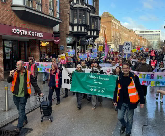 Anti-migrant protestors far outnumbered by Exeter counter protestors
