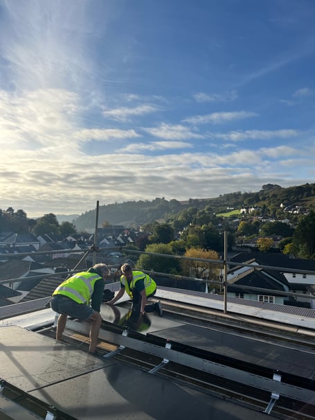 Working on the solar panels