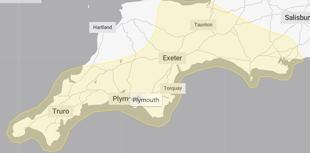 Yellow weather warning for Devon today