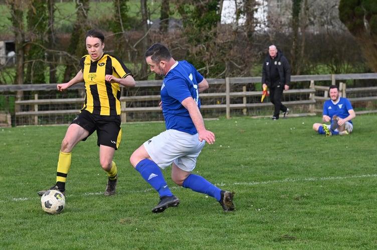 South Devon Football League Division 1, Match action from Liverton United versus Beesands Rovers. A nightmare for Liverton who were stung by ten goals to nil by their visitors from the South Hams