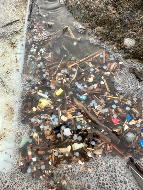 Nurdles & bio beads in rock pool Gary Jolliffe