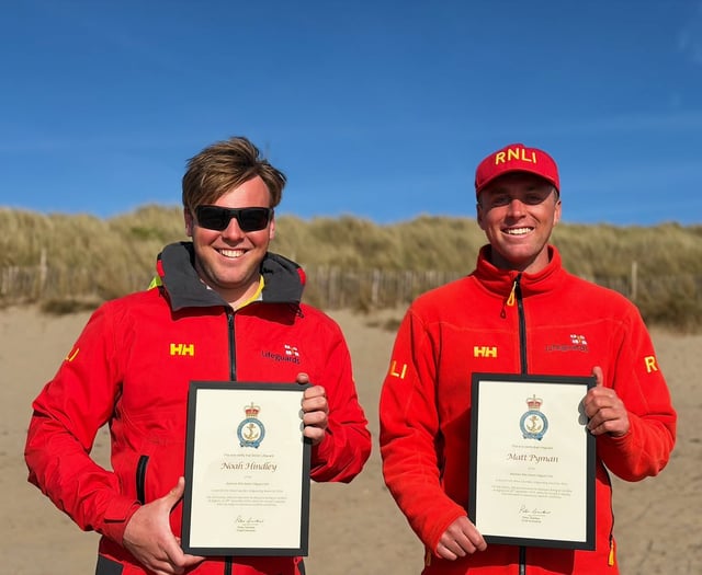 RNLI lifeguards Noah Hindley and Matt Pyman honoured for bravery