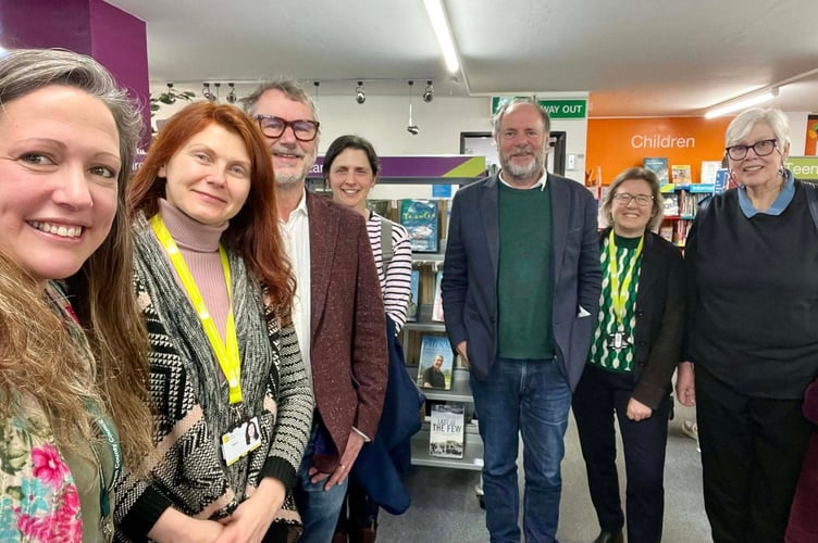 Councillor Cheryl Cottle-Hunkin (far left) at Dartmouth Library as part of her tour around some of the county's libraries during the consultation on their future (Image courtesy: Cheryl Cottle-Hunkin)