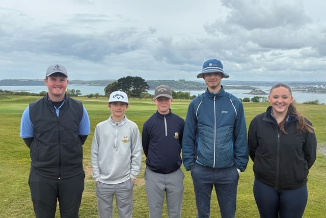 Junior and senior golfers in match action for Thurlestone
