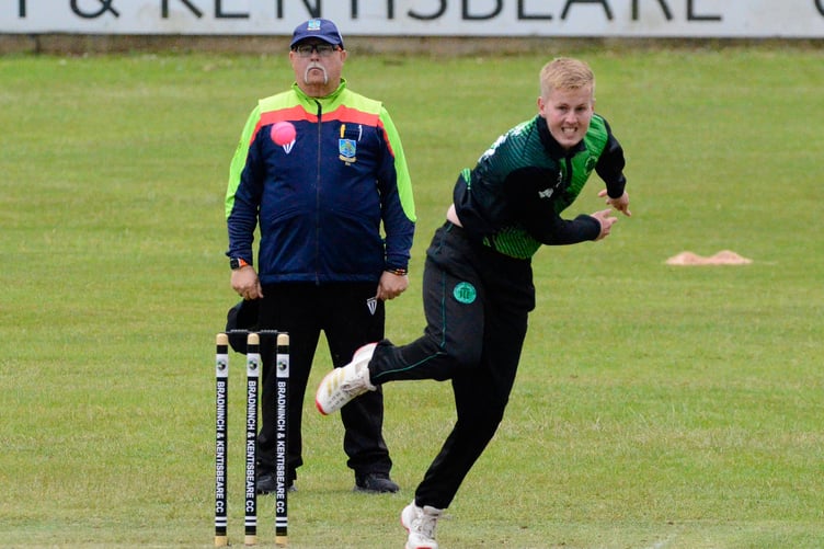 Ivybridge spinner Lewis Clarke, whose containing job in the final over stopped Bradninch & Kentisbeare keeping up with the asking rate