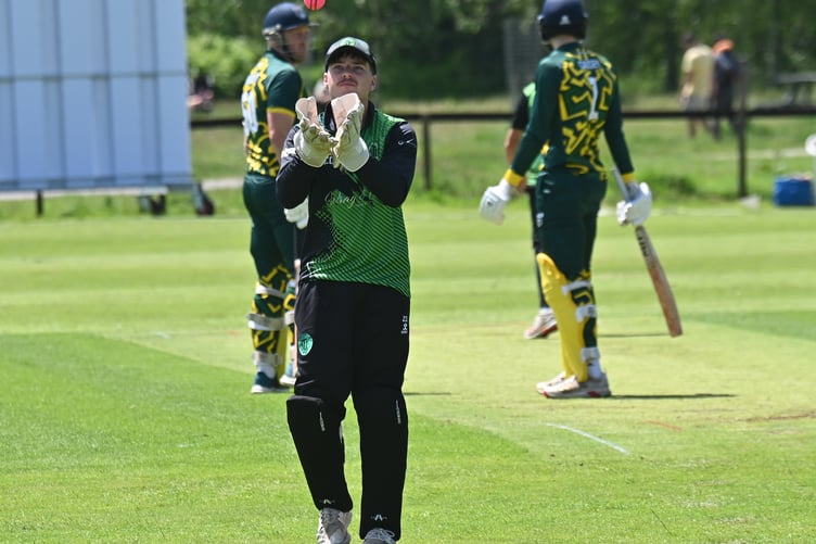 Devon Cricket League A Division. Ivybridge versus Bovey Tracey. Ivybridge 'keeper Zach Dunn