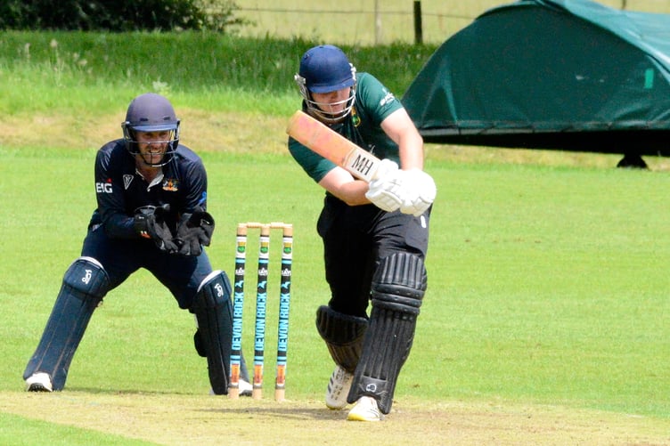 Cornwood captain Matt Skeemer on the way to making a top score of 37 for his side in the Premier Division defeat by Exeter
