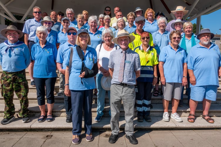 Kingsbridge In Bloom team on the bandstand