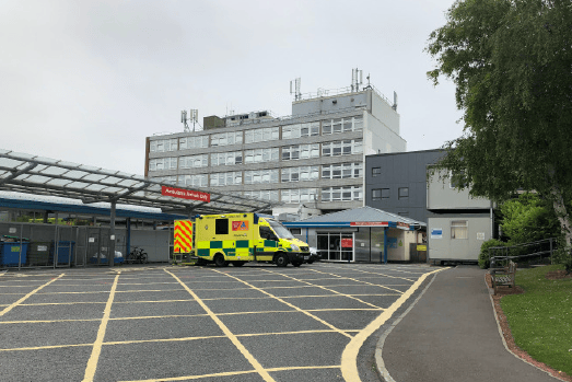 Entrance to the emergency department at Torbay Hospital