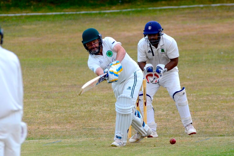 Ivybridge's Jimmy Haffenden works the bowling through mid-wicket during his side's win at Barton