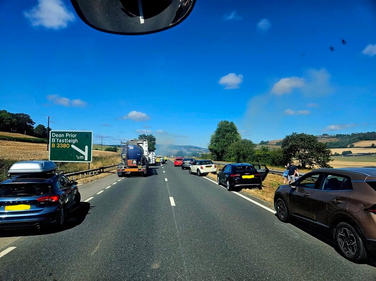 Approaching the A38 grass fire
