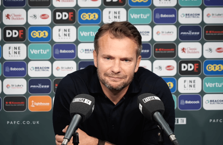 Argyle boss Tom Cleverley addresses the media following his side's League One victory against Barnsley