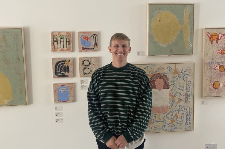 33 year old Conor Trapnell with his artwork in Velarde Kingsbridge