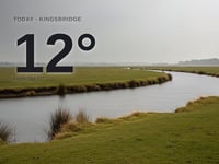 Kingsbridge: cloudy day, high of 12°C, rain expected on Friday