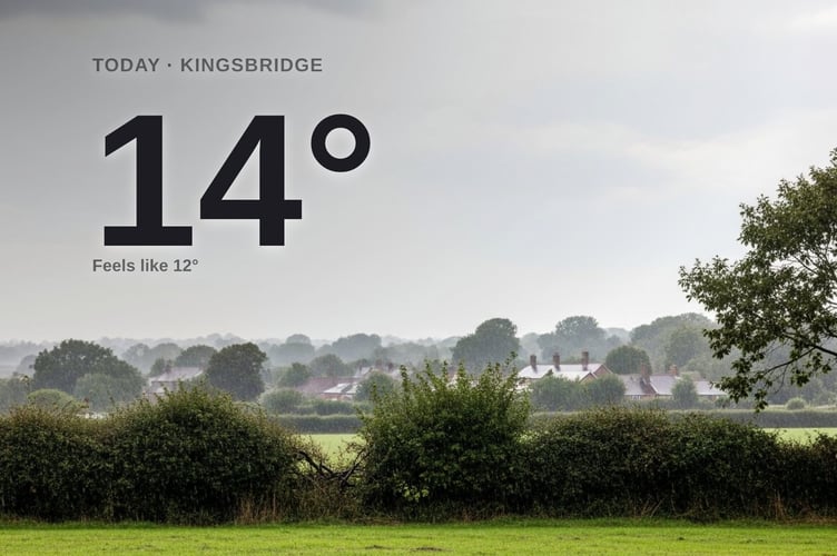 Kingsbridge weather: cloudy Tuesday with rain expected and a high of around 14°C