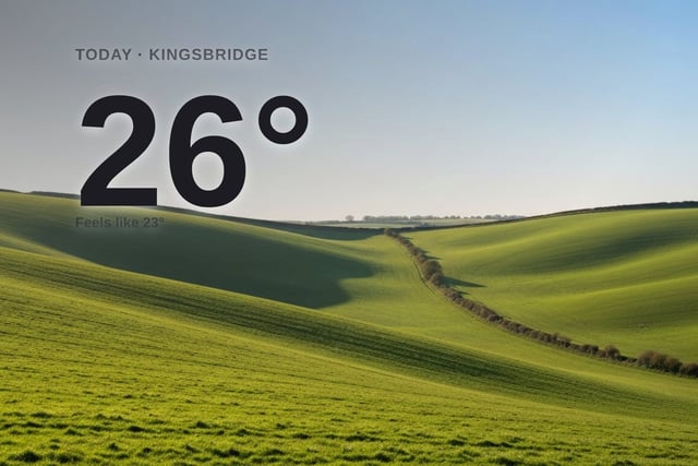 Kingsbridge: sunny day, high of 26°C